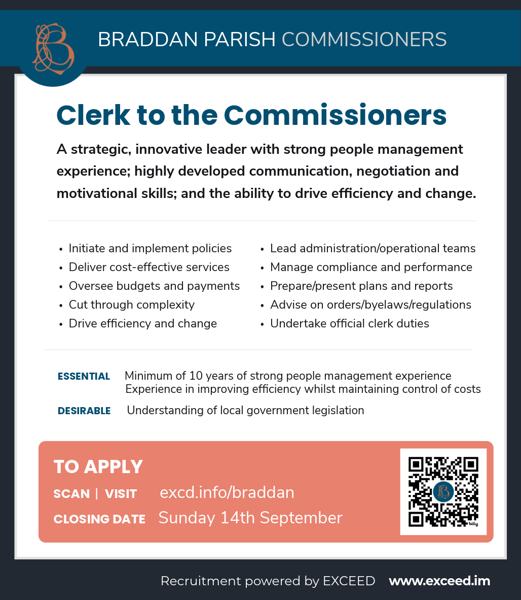 Job Vacancy - Clerk to Braddan Parish Commissioners - Braddan Parish ...